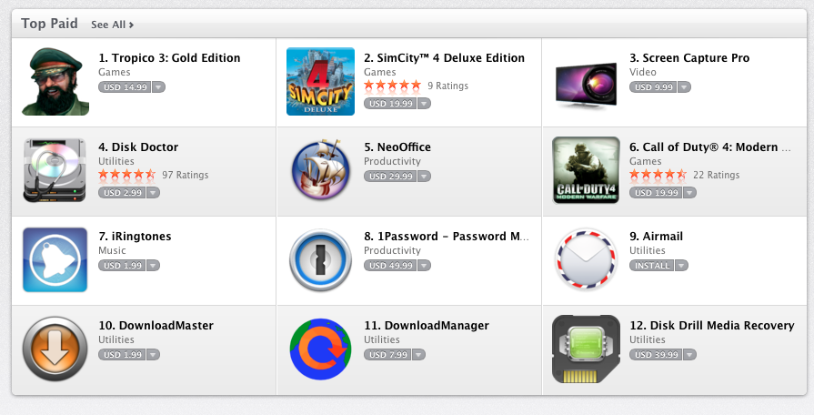 โดนแบนปุ๊ป คนอยากเล่นปั๊ป อันนี้คืออันดับใน Mac App Store ของไทย