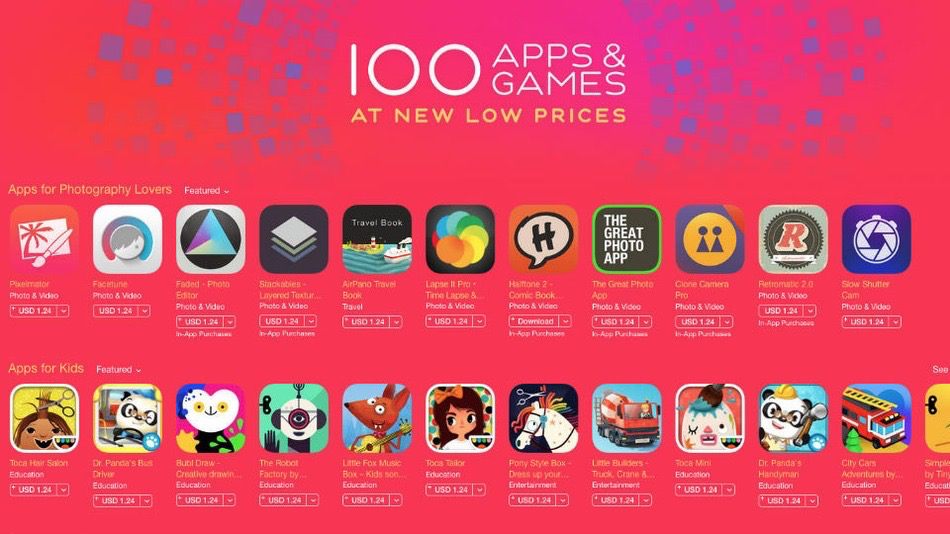 App Store ลดราคาครั้งใหญ่ 100 แอพ-เกมดังเหลือ $1